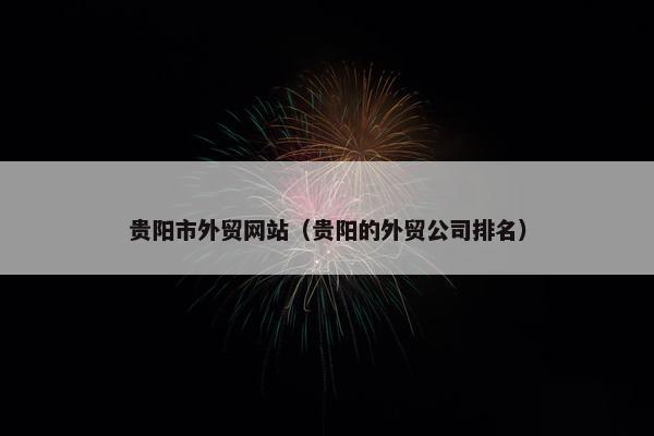 贵阳市外贸网站（贵阳的外贸公司排名）