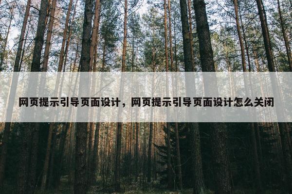 网页提示引导页面设计，网页提示引导页面设计怎么关闭
