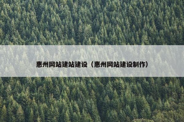 惠州网站建站建设（惠州网站建设制作）