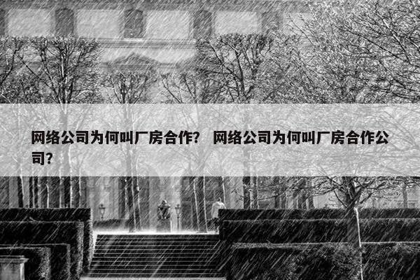 网络公司为何叫厂房合作？ 网络公司为何叫厂房合作公司？