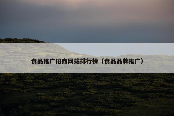 食品推广招商网站排行榜（食品品牌推广）