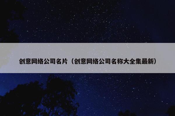 创意网络公司名片（创意网络公司名称大全集最新）