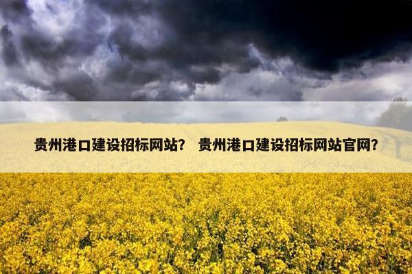 贵州港口建设招标网站？ 贵州港口建设招标网站官网？