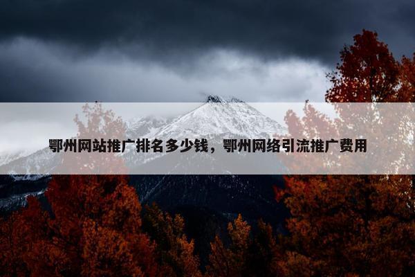鄂州网站推广排名多少钱，鄂州网络引流推广费用