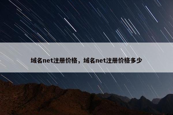 域名net注册价格，域名net注册价格多少