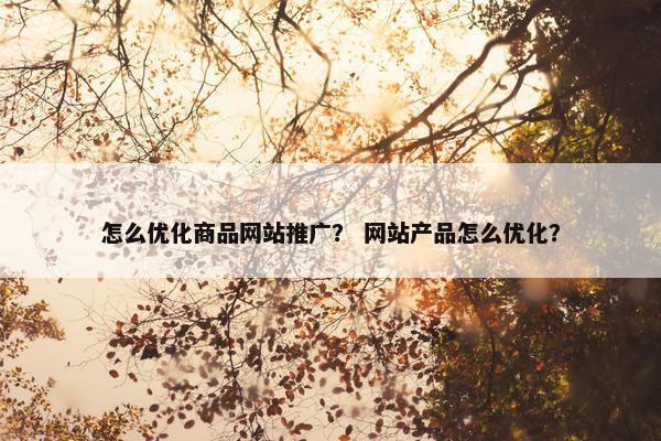 怎么优化商品网站推广？ 网站产品怎么优化？