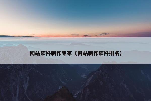 网站软件制作专家（网站制作软件排名）