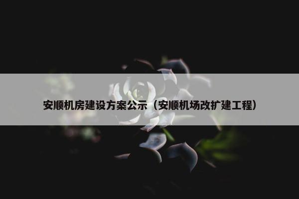 安顺机房建设方案公示（安顺机场改扩建工程）