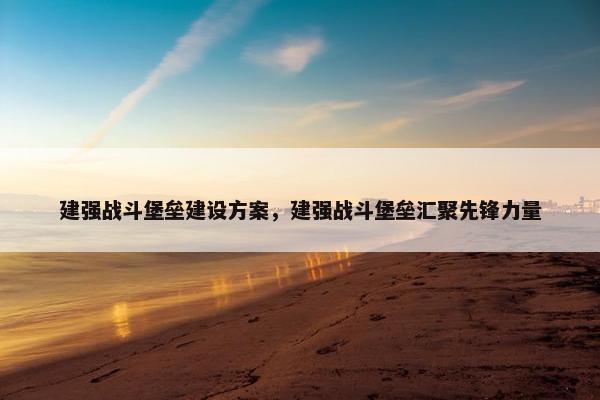 建强战斗堡垒建设方案，建强战斗堡垒汇聚先锋力量