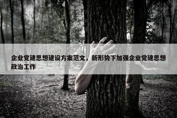企业党建思想建设方案范文，新形势下加强企业党建思想政治工作