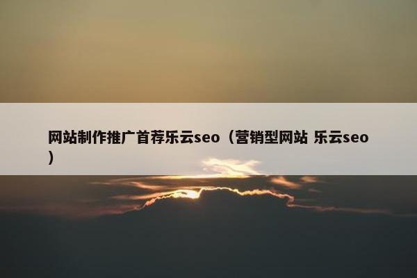 网站制作推广首荐乐云seo（营销型网站 乐云seo）
