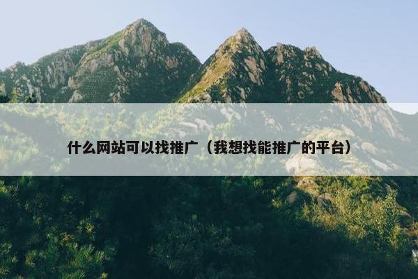 什么网站可以找推广（我想找能推广的平台）