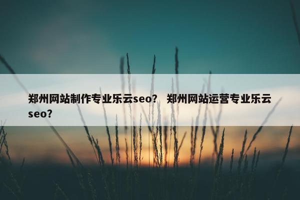 郑州网站制作专业乐云seo？ 郑州网站运营专业乐云seo？