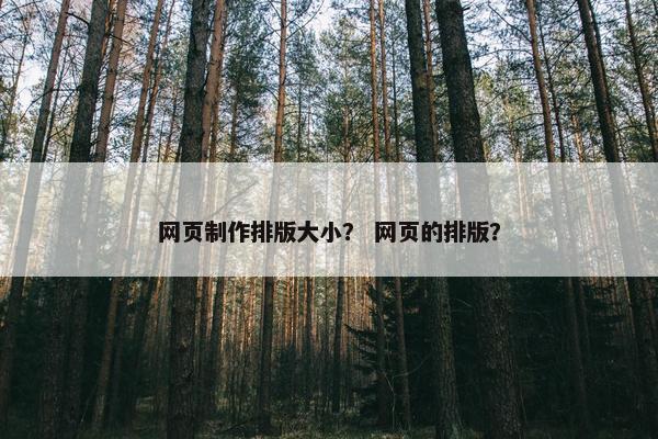 网页制作排版大小？ 网页的排版？