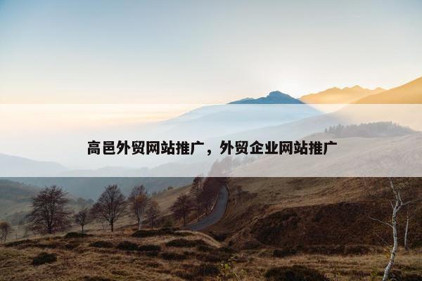 高邑外贸网站推广，外贸企业网站推广