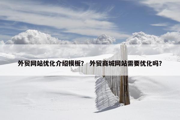 外贸网站优化介绍模板？ 外贸商城网站需要优化吗？