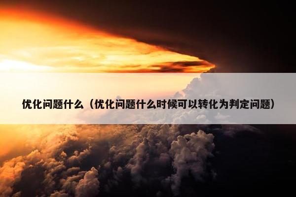 优化问题什么（优化问题什么时候可以转化为判定问题）