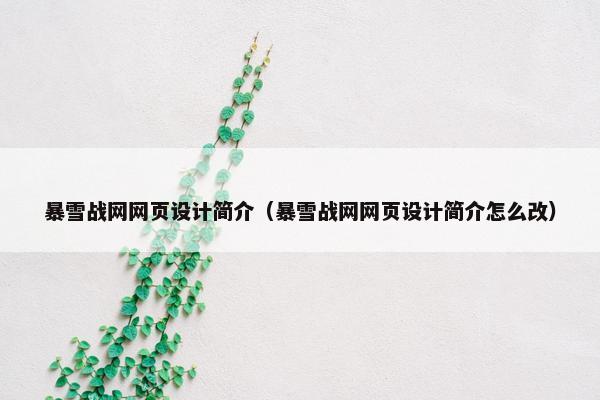 暴雪战网网页设计简介（暴雪战网网页设计简介怎么改）