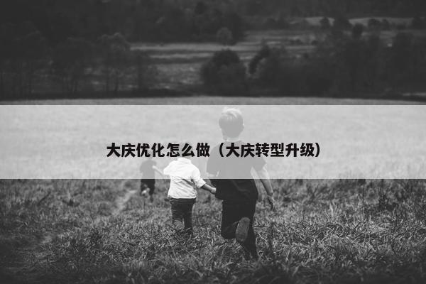 大庆优化怎么做（大庆转型升级）