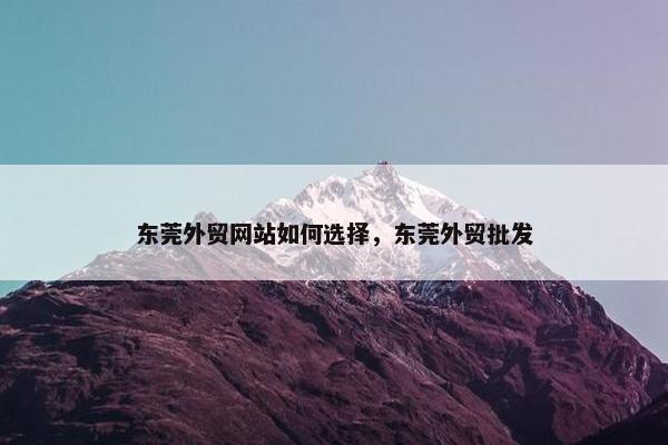 东莞外贸网站如何选择，东莞外贸批发