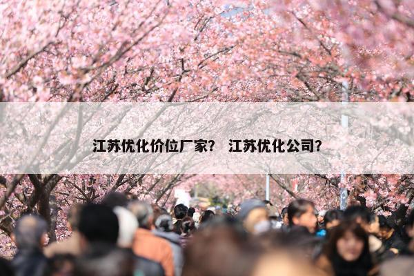 江苏优化价位厂家？ 江苏优化公司？