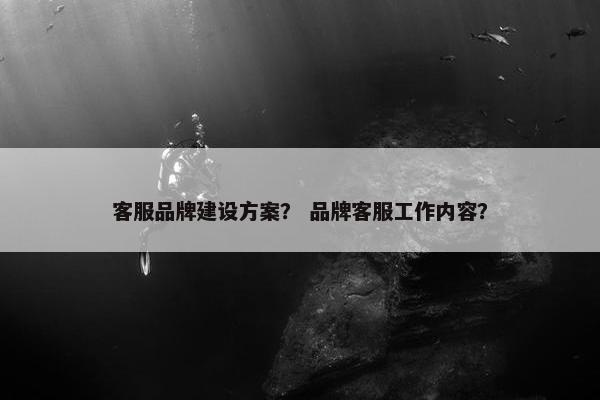 客服品牌建设方案？ 品牌客服工作内容？
