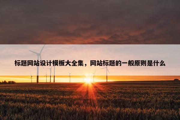 标题网站设计模板大全集，网站标题的一般原则是什么
