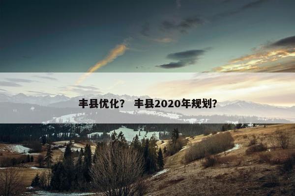 丰县优化？ 丰县2020年规划？