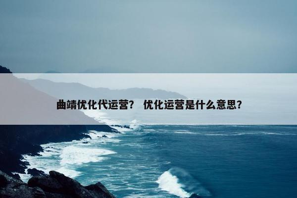 曲靖优化代运营？ 优化运营是什么意思？