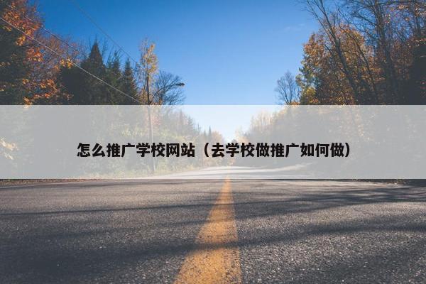 怎么推广学校网站（去学校做推广如何做）