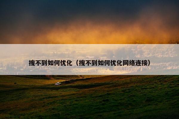 搜不到如何优化（搜不到如何优化网络连接）