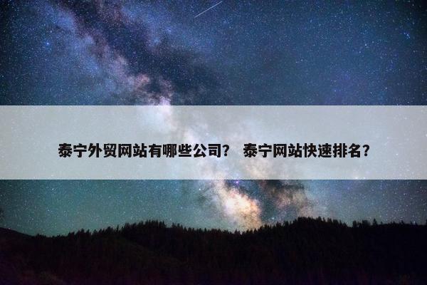 泰宁外贸网站有哪些公司？ 泰宁网站快速排名？