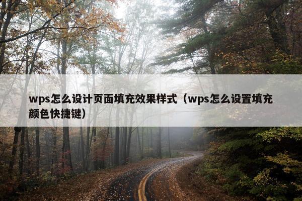 wps怎么设计页面填充效果样式（wps怎么设置填充颜色快捷键）