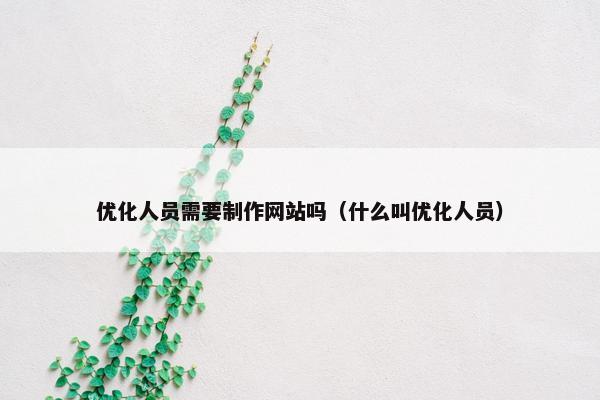 优化人员需要制作网站吗（什么叫优化人员）