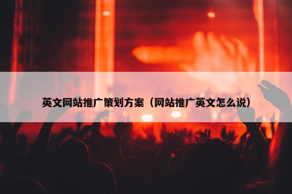 英文网站推广策划方案（网站推广英文怎么说）