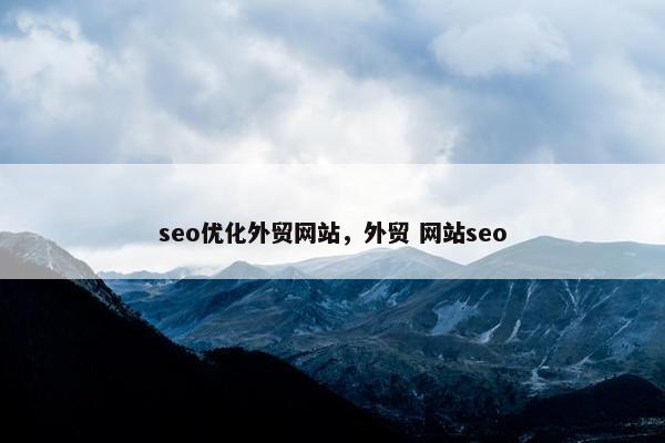 seo优化外贸网站，外贸 网站seo