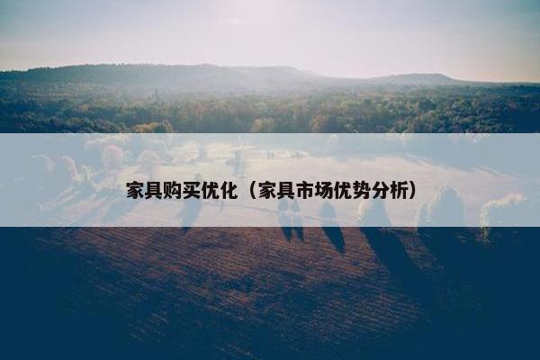 家具购买优化（家具市场优势分析）