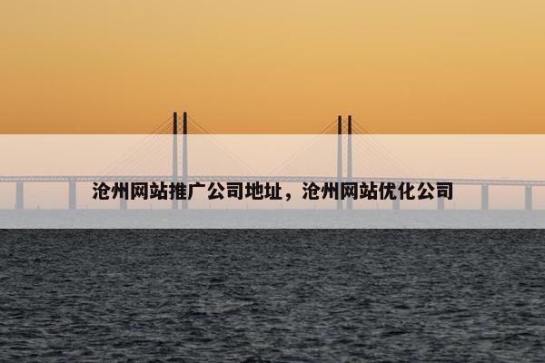 沧州网站推广公司地址，沧州网站优化公司