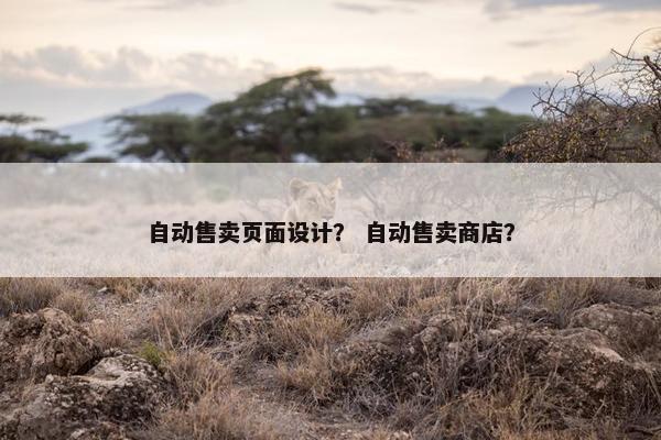 自动售卖页面设计？ 自动售卖商店？