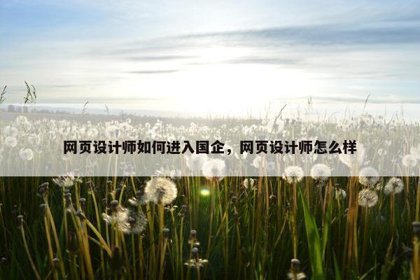 网页设计师如何进入国企，网页设计师怎么样