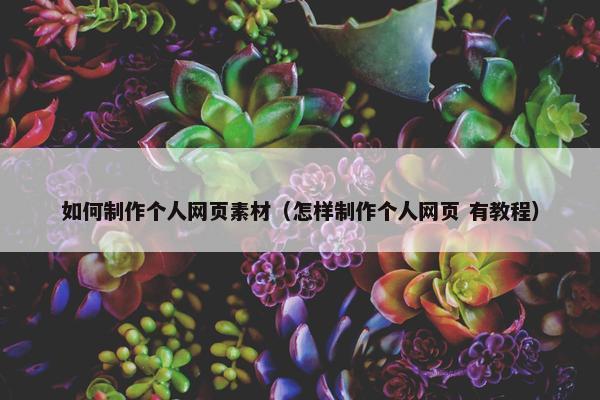 如何制作个人网页素材（怎样制作个人网页 有教程）