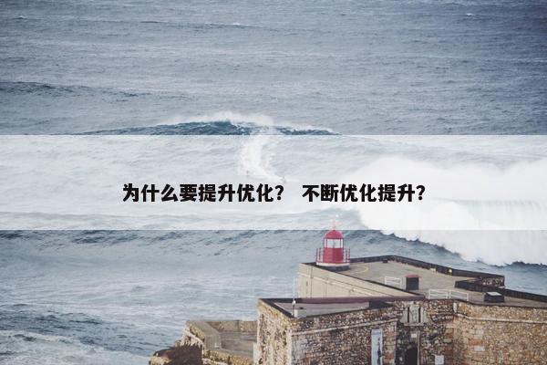 为什么要提升优化？ 不断优化提升？