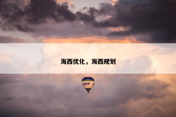 海西优化，海西规划